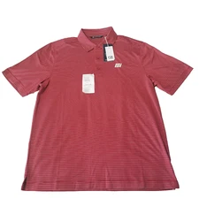 NEW Cutter & Buck Men's DryTec 50+ UPF Golf Polo Shirt "Mi" Red Striped • Medium
