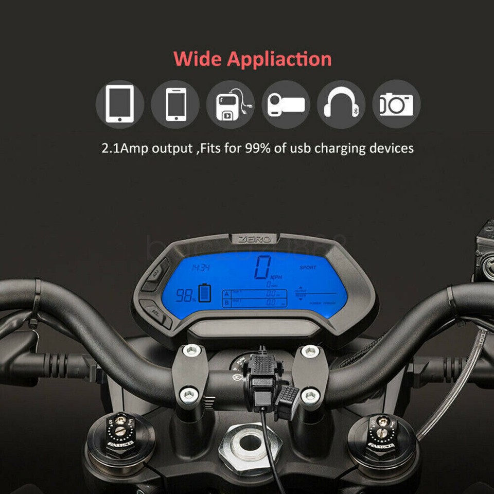 USB Charger for Motorcycle Motorbike SAE to USB Cable Adapter Phone GPS
