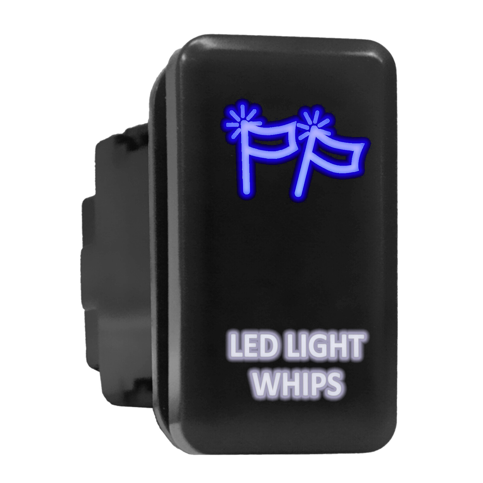 Blue/White LED Light Whips Backlit Tall Push Button 1.54x0.83 Inches for Toyota
