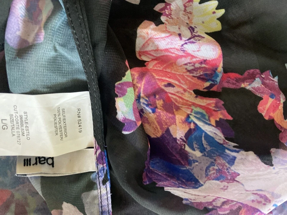 Bar III 多色花卉印花露肩束腰外衣 保护套 尺寸 L 沙滩装 — 第 4/4 张图片