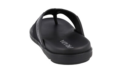 PRADA THONG SANDALS SHOES 2Y3057 BLACK LEATHER NYLON NEW US