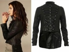 All Saints Karst Military Leather Jacket Tailcoat Gothic Victorian Vintage Uk 8