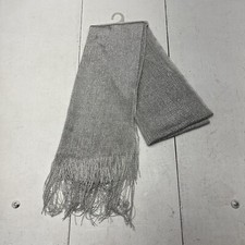 Silver Fringe Rectangle Wrap Scarf Womens One Size NEW