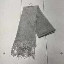 Silver Fringe Rectangle Wrap Scarf Womens One Size NEW