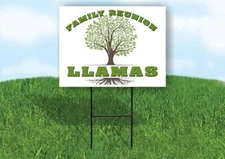 LLAMAS FAMILY REUNION GR TREE 18 in x24 in Yard Sign Road Sign with Stand
