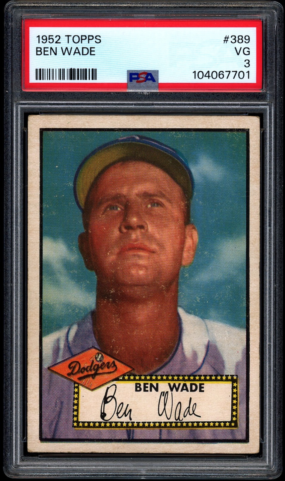 1952 Topps #389 Ben Wade PSA 3 CENTERED High Number