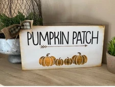 Pumpkin patch fall thanksgiving farmhouse wooden sign