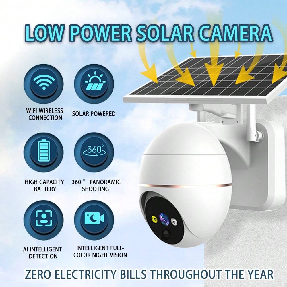 360° Solar-Powered Wireless Outdoor Security Camera with Pan/Tilt WiFi View