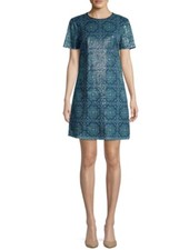 Michael Michael Kors Sequin Mini Shift Dress Size Large Color TrueNavy/Seagreen
