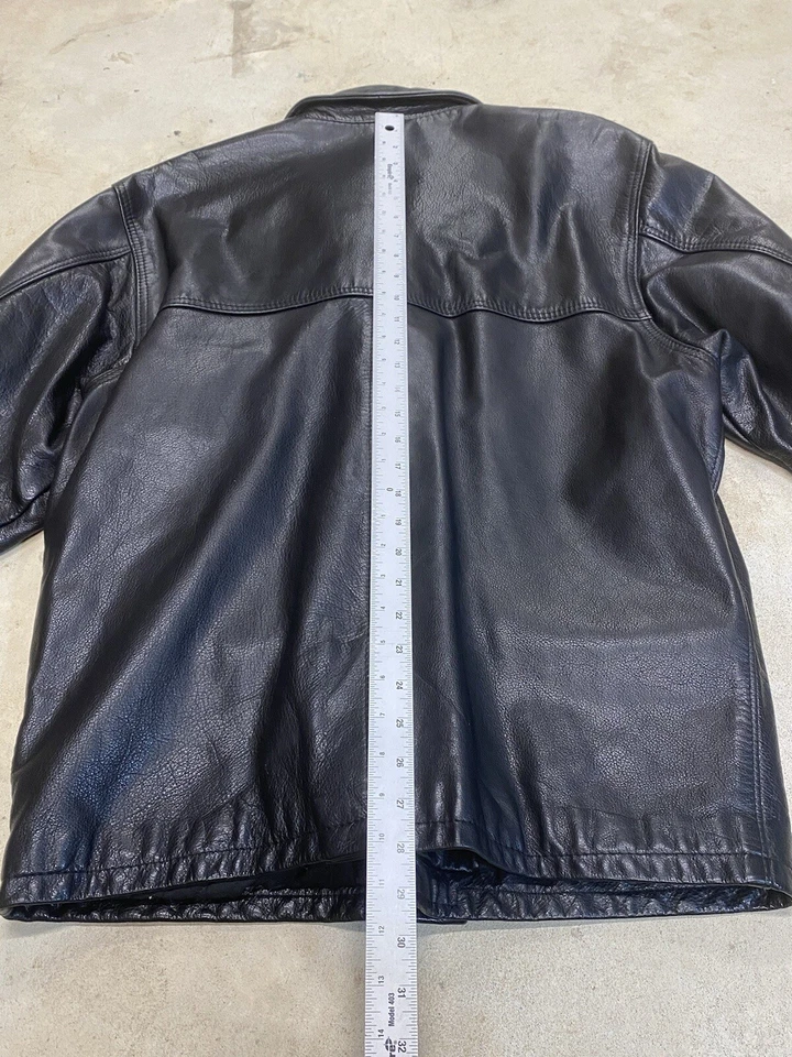 Chaqueta Buffalo David Bitton Hombre Mediana Cuero Negro Diseñador Cremallera Abrigo Bombardero Foto 4 de 4