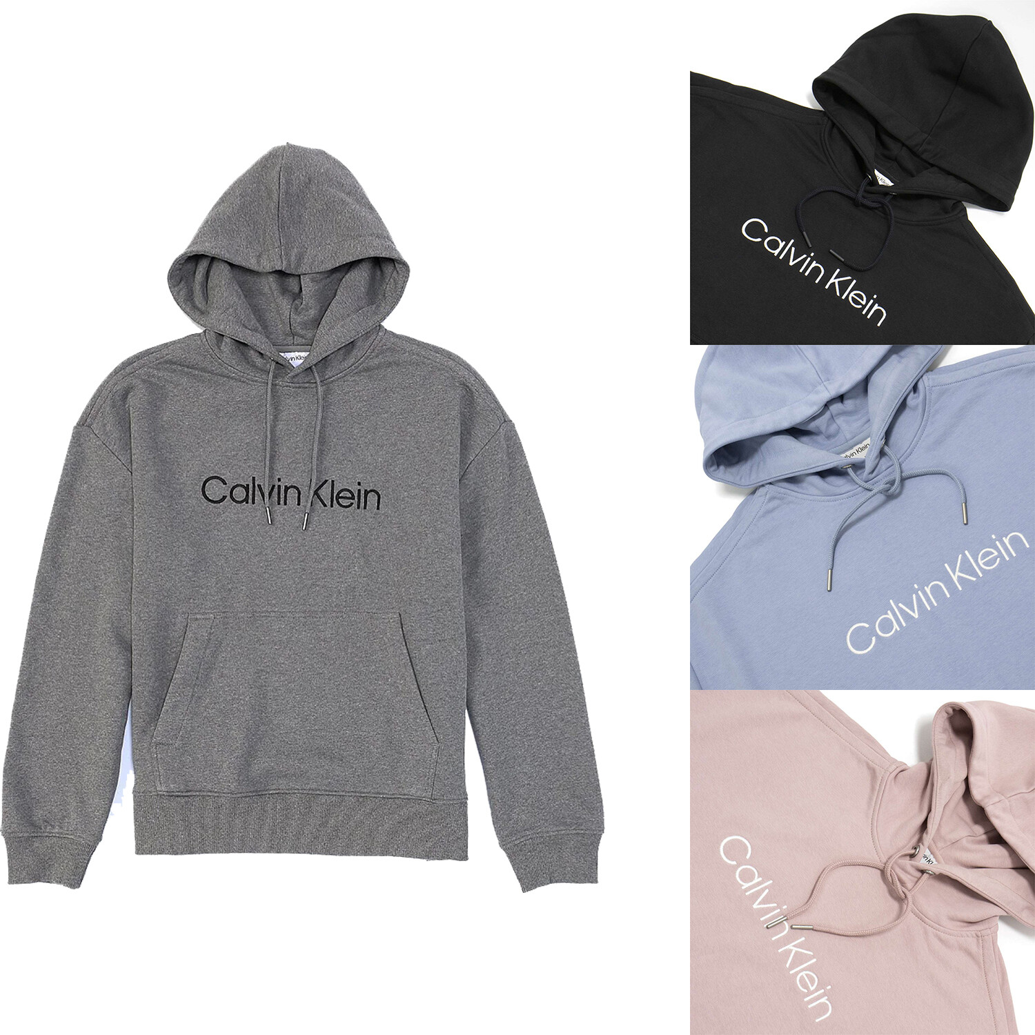 Men Calvin Klein Logo French Terry Hoodie Pullover Relaxed Fit Hooded  Sweatshirt | eBay
