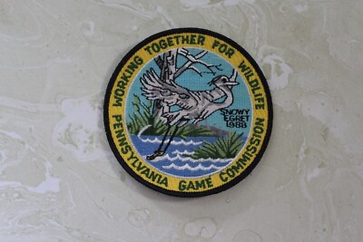 WORKING TOGETHER FOR WILDLIFE SNOWY EGRET 1988 PA. GAME COMMISION PATCH