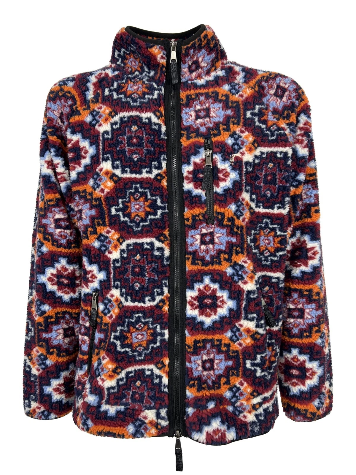Tooco Men's Fleece Jacket Pattern Bordeaux/Orange/Blue TOCO429 Mongolia Lima