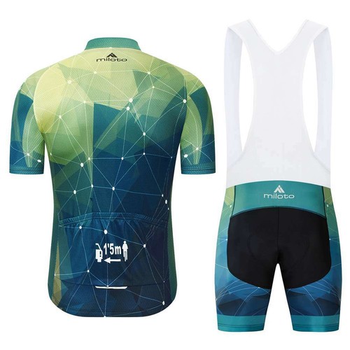 Miloto Men's Cycling Bib Kit Reflective Bike Jersey and Bib Shorts Padded Set - Picture 3 of 16