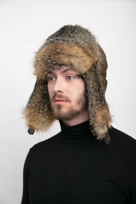 Men's Brown Beaver & Fox Full Fur Trapper Hat