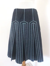 CARLISLE BLACK COTTON BLUE SQUARE DOTS PLEATED  LINING SKIRT 4