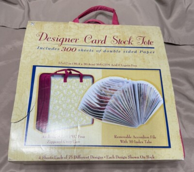 Designer Card Stock Tote 300 Double Sided Sheets Removable Accordion File New