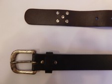  THE LIMITED LADIES BROWN LEATHER WITH RHINESTONES 1.25" BELT SIZE MEDIUM