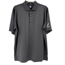 Footjoy Golf Polo Shirt Men's XL Dark Gray Striped Activewear Performance Preppy