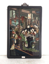 Antico Dipinto Cinese Inverso su Vetro del XX secolo