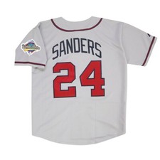 Deion Sanders Atlanta Braves 1992 World Series Grey Road Jersey Men's (S-3XL)