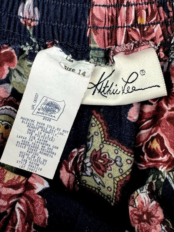 Женская винтажная темно-синяя плиссированная юбка миди с цветочным узором пейсли Kathie Lee размер 14 - Изображение 2 из 4