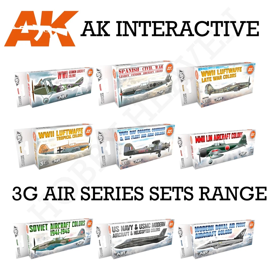 AK Interactive 3g Air Serie Farbsets Full Range kombiniert schneller Versand