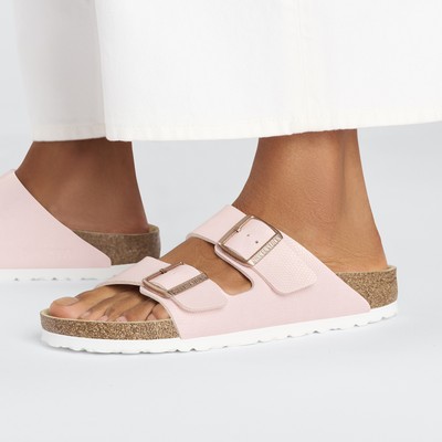BIRKENSTOCK ARIZONA SHINY LIZARD LIGHT ROSE SLIDE SANDALS MEDIUM/NARROW  WIDTH | eBay