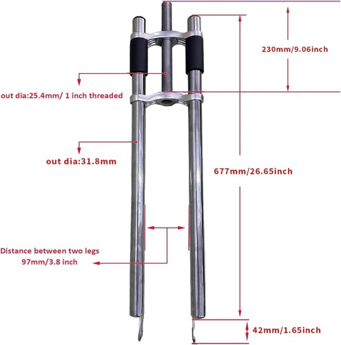 CDH 26" Bicycle fork 1" Threaded triple tree NON suspension fork fit 26x3.5 tire - Picture 4 of 10
