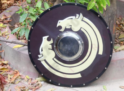 Viking Knight Battle Ready Norse Black Wooden Round Shield Rplica Designer Look