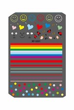 Nail Art 3D Stickers Design Decoration Tips Heart Lines Smiles White Red XF3221