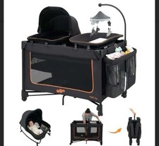 4-In-1 Baby Playard with Bassinet Changing Table for Newborn