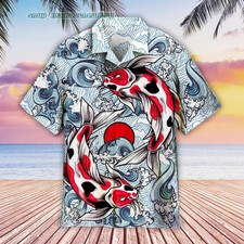 Koi Fish Animal Print Ocean Beach Hawaiian Shirt