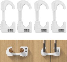 4 Pack U-Shaped Cabinet Locks with Combination Baby Proofing Cabinet Lock Chi...