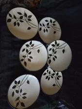6 Ea Gibson Elite Kai Il Onyx Leaf 8.50” Salad/Desert Plates Disc Pattern 2016.