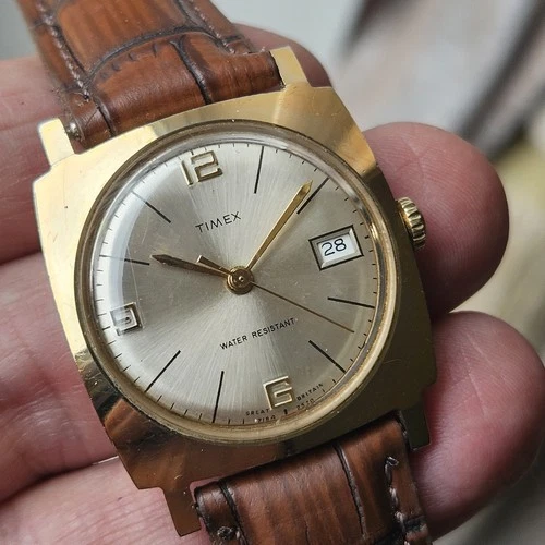 Timex Sprite Tank Style Cal 404 M25 Mens Date Mechanical Vintage Watch Working