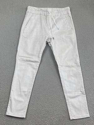BEVY FLOG Pants Womens Size 29 White Silver Metallic Shimmer Drawstring Joggers
