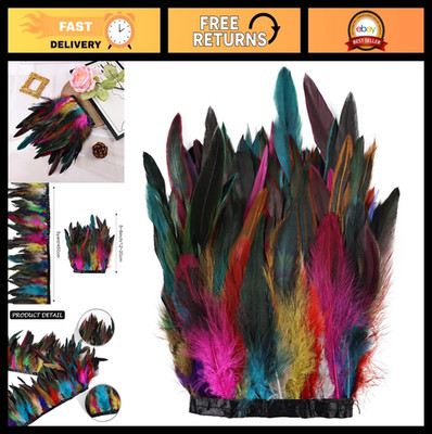 5 Yards Rooster Feather Trim - 5-8 Inch for DIY Crafts, Costumes, Shawls, Multic