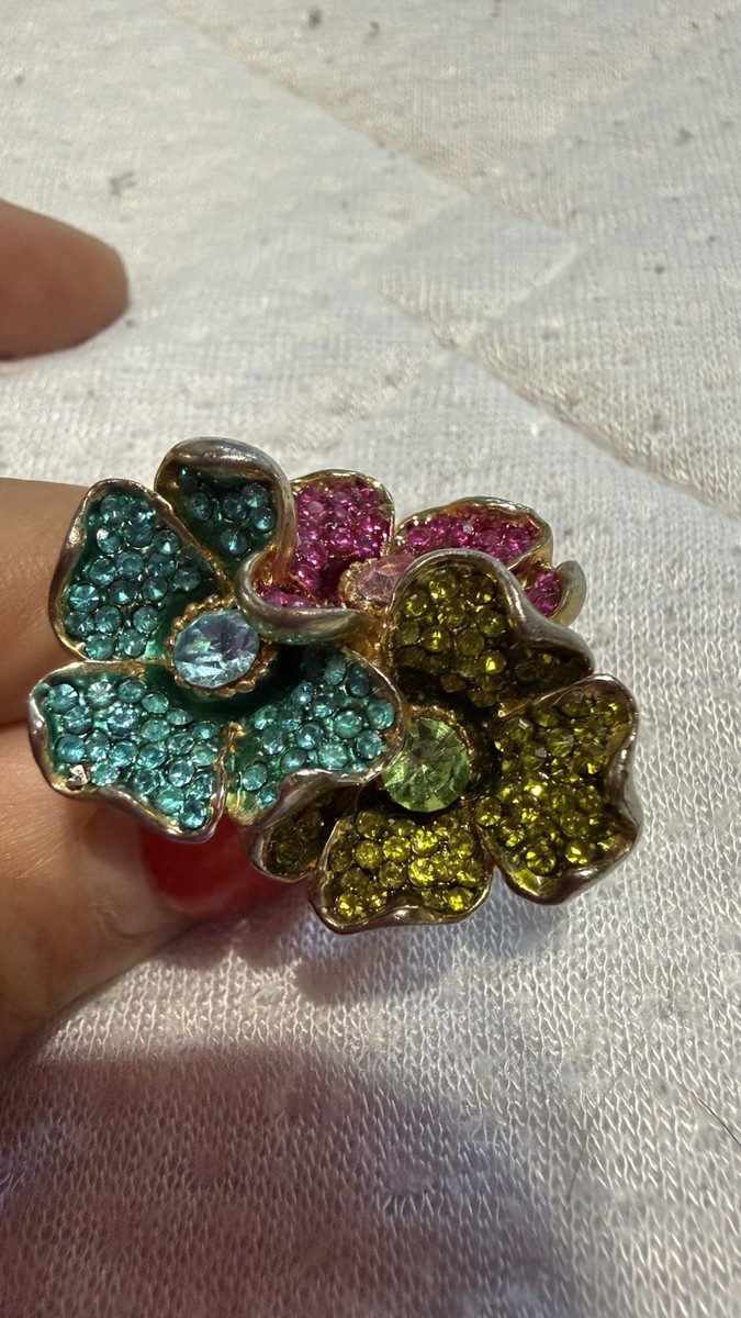 Swarovski Mixed Cuts, Multicolored vibrant Flower Ring Size 60 / 8 