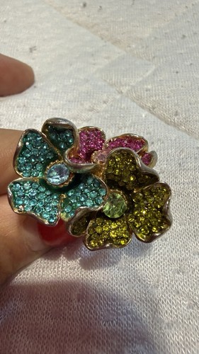 Swarovski Mixed Cuts, Multicolored vibrant Flower Ring Size 60 / 8 3/4 - Picture 1 of 24