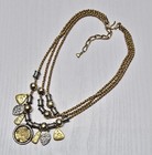 VTG Liz Claiborne Gold/Silver Tone 3 Layered Necklace W/ Charms Signed LCI  18" — photo 6