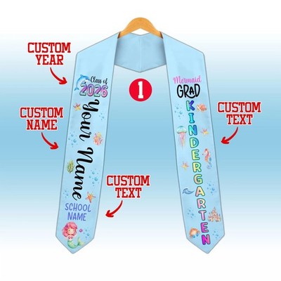 Personalized Mermaid Graduation Stole 2026, Custom Name Class of 2026 Gift