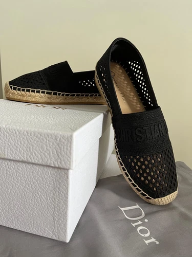 Chaussures espadrilles plates DIOR Granville maille brodée noir EU 36,5
