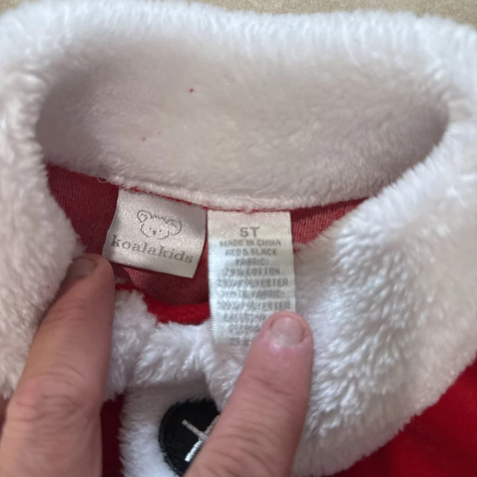 Disfraz de traje de Papá Noel rojo para niño pequeño con chaqueta y pantalón de terciopelo 5T Foto 3 de 4