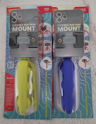 Tenikle Pro Flexible Suction Cup Phone Mount Set of 2 Blue & Yellow Tripod
