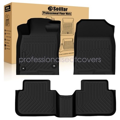 For 2022-2025 Honda Civic Sedan TPE Front & 2nd Row Floor Mats Liner Set Black
