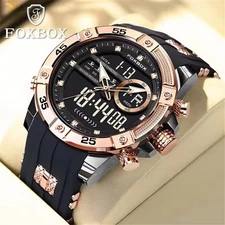LIGE FOXBOX Men Digital Watch Military Sport Wristwatch Boy Silicone Alarm Watch