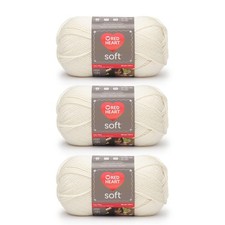Red Heart Soft Yarn 3 Pack Off White Acrylic For Knitting Crocheting Crafts