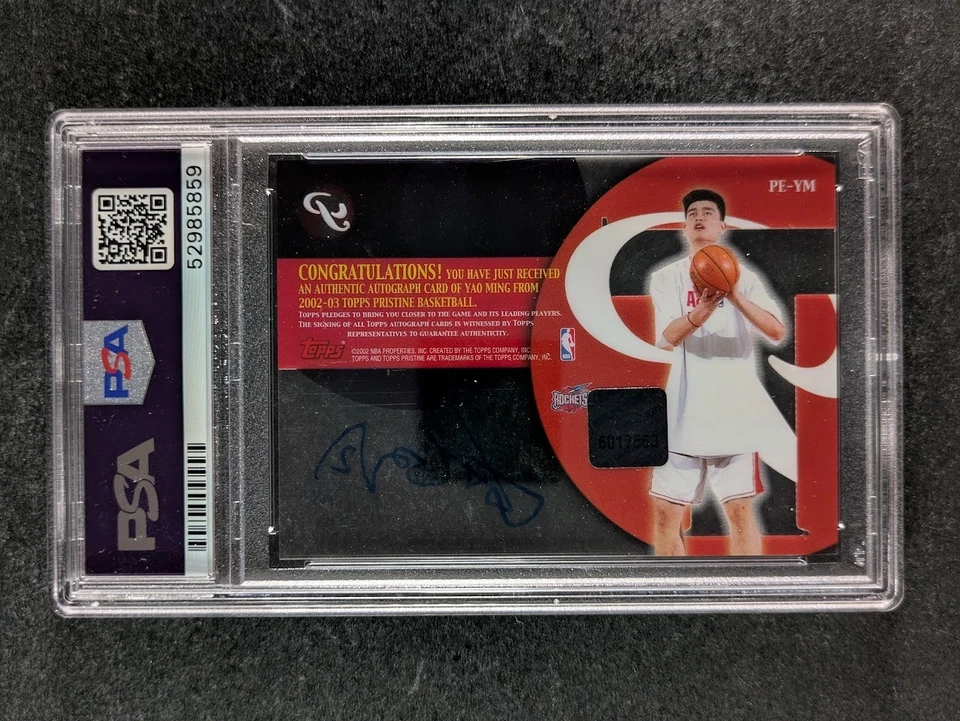 2002 Topps Pristine YAO MING On Card Auto Houston Rockets SP #PE-YM PSA 9 - Image 4 of 4