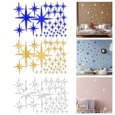 Removable Star Mirror Wall Stickers Acrylic Easy to Use Various Colors